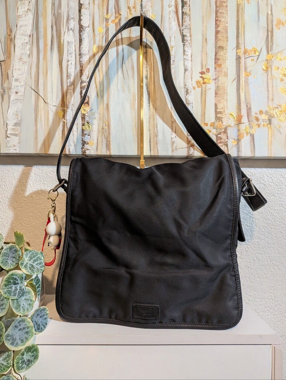 Coach Black Canvas with Leather Trim Laptop Portagolio Satchel  Adjustable Stra